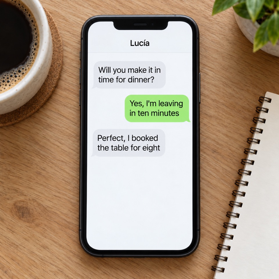 The same chat screenshot translated into English: Will you make it in time for dinner?